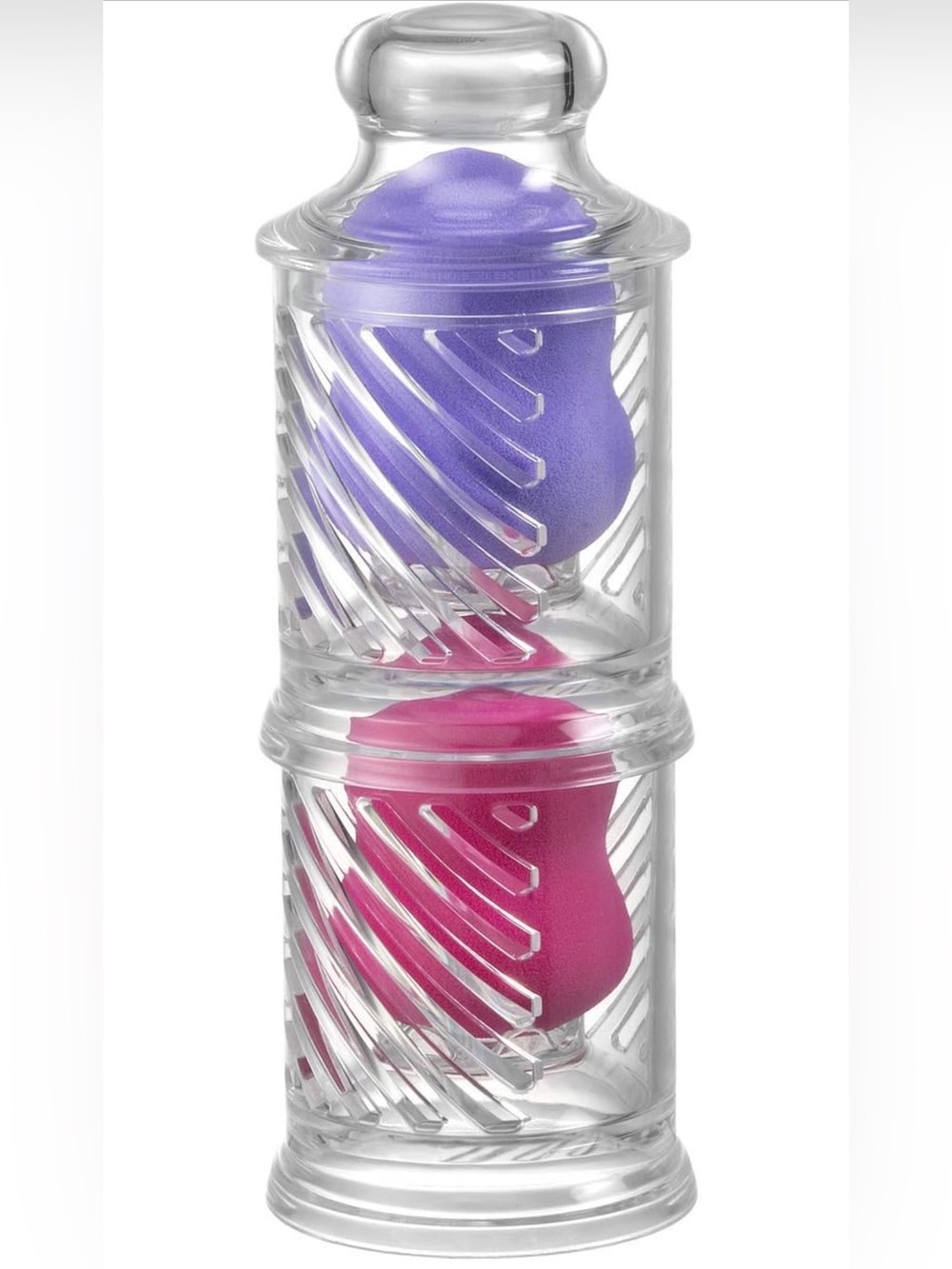 EggStack Acrylic Makeup Sponge Holder Set w/ Dust Cover 2 Stackable Clear